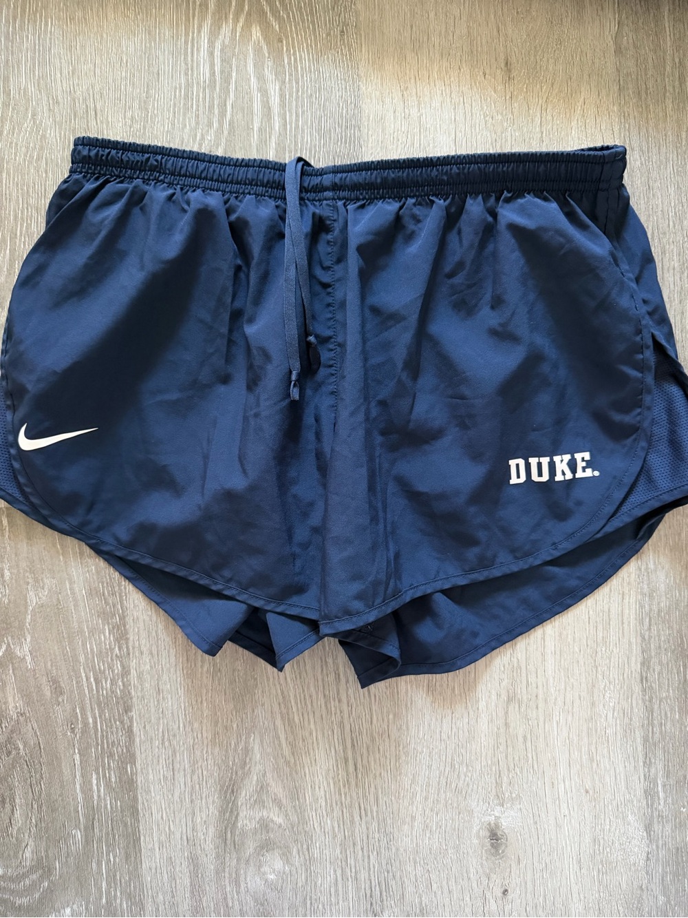 Nike White and Navy Dri-FIT Athletic Shorts